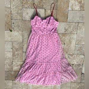 BETSEY JOHNSON Heart Print Mesh-Corset Dress
